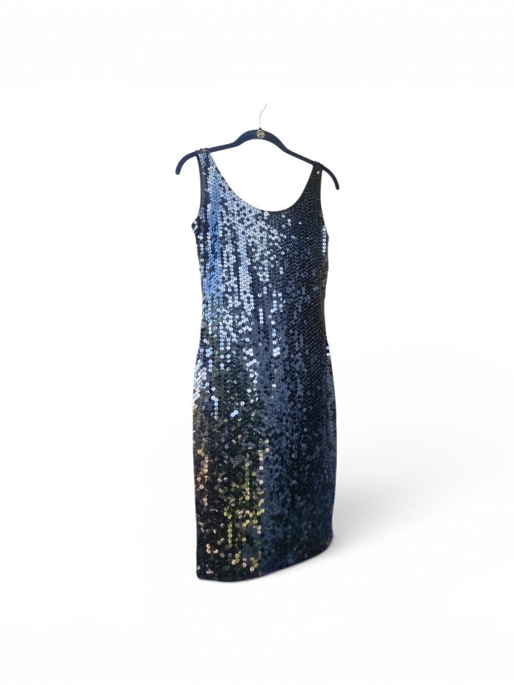 Women's Black Allover Sequin Mini Dress Size 6 Sleeveless Cocktail Party Dress
